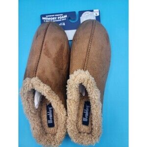NEW Wembley Men's Large 9.5-10.5 Slip On Fuax Fur suede Clog Slippers Brown